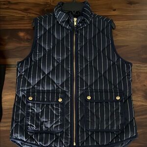J. Crew Navy Striped Quilted Vest